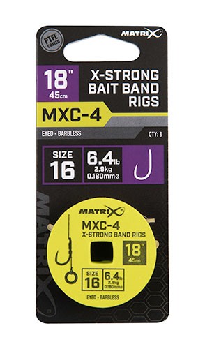 Matrix MXC-4 Barbless X-Strong Bait Band Rigs 45cm/18ins