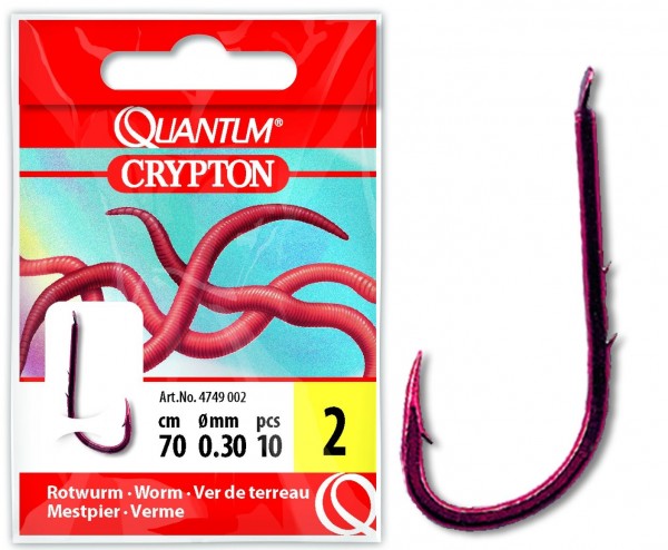 Quantum Crypton Rotwurm Vorfachhaken rot 10Stück