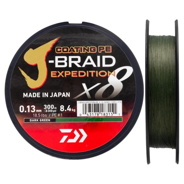 Daiwa J-Braid Expedition X8E Dark Green 300m