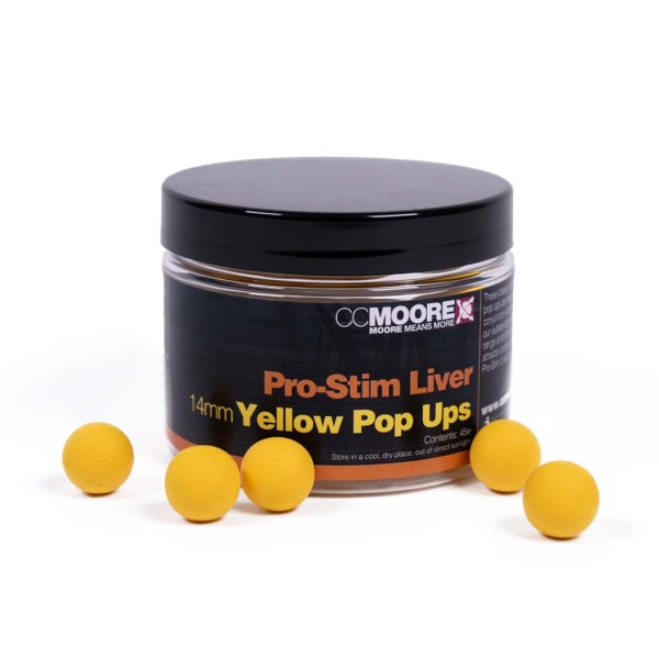 CCMoore Pro-Stim Liver Pop Ups 14mm Yellow