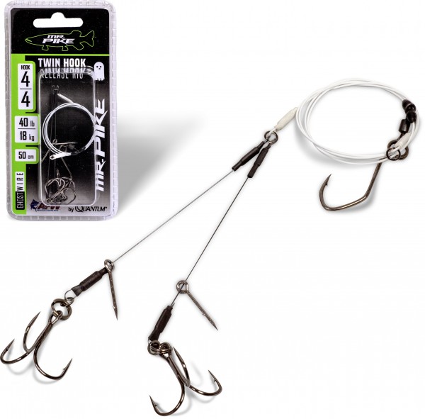 Quantum Mr. Pike Ghost Traces Twin Hook-Release-Rig weiß