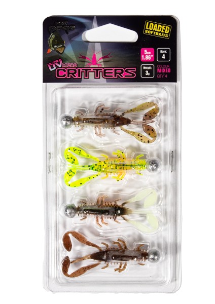 Fox Rage Ultra UV Micro Critter Mixed Colour Loaded Lure Pack 5cm