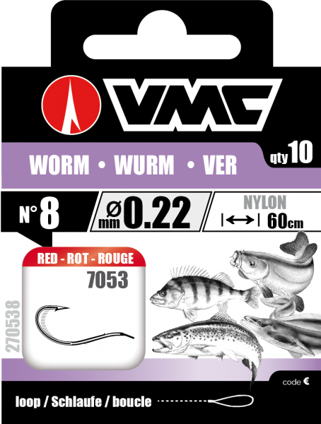 VMC Wurmvorfach 7053 Rot 60cm